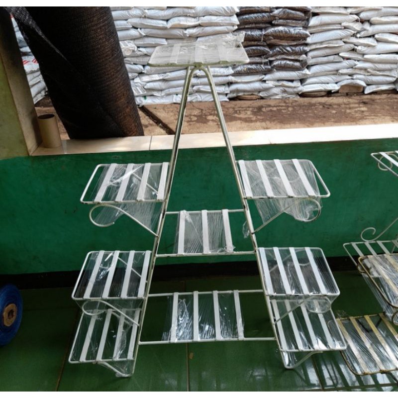 Rak stading pot bunga // Rak pot bunga 9 susun // Rak besi putih