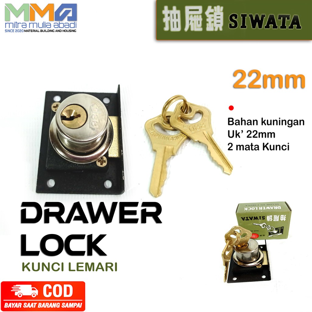 Kunci Laci Drawer Lock Original 808 anak kunci 22mm Kuningan