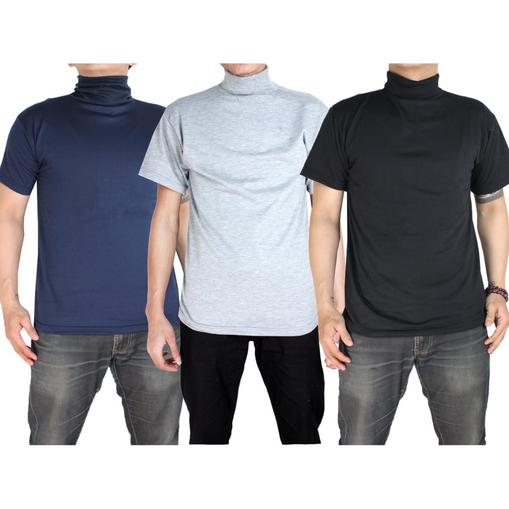 PENDEK Kaos TURTLENECK LENGAN PENDEK turtle neck pria baju style Korea