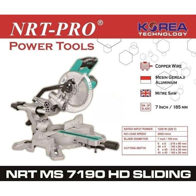MiterSaw NRT MS 7190 HD 7in Mesin Sliding MiteR Saw NRT PRO MS7190HD