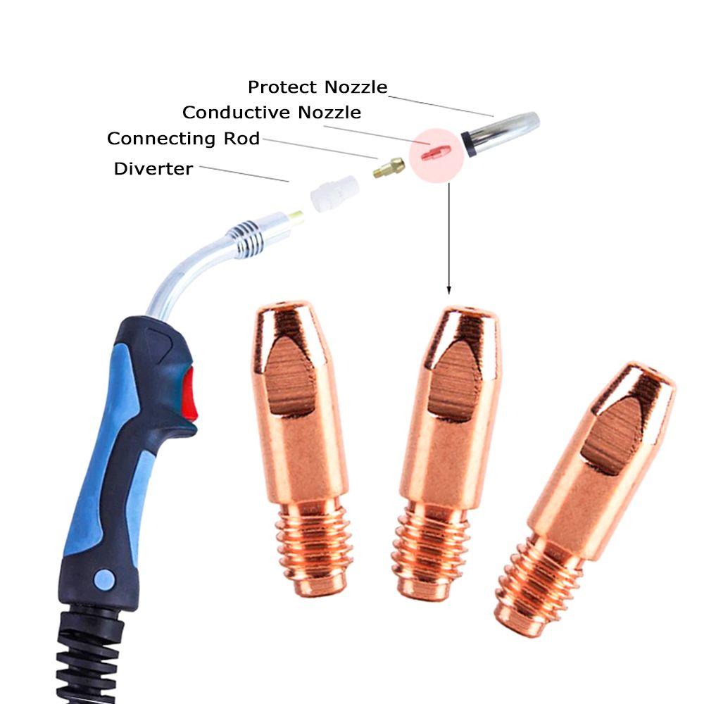 Nanas 5 Pcs Welding Torch Conductive Tip Tembaga MIG MAG Welder Welder Aksesori Contact Tip Holder