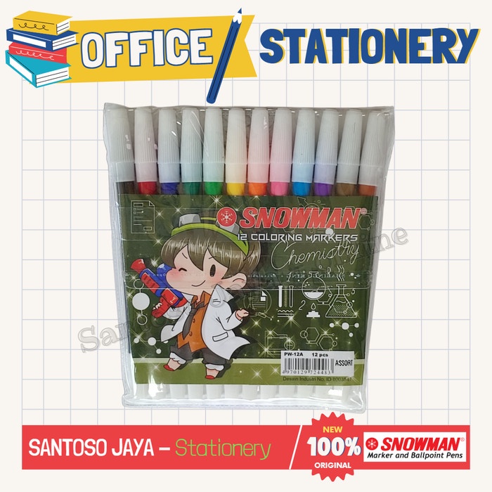 

Spidol SNOWMAN Kecil 12 Warna - Felt Pen SNOWMAN 12 Coloring Markers