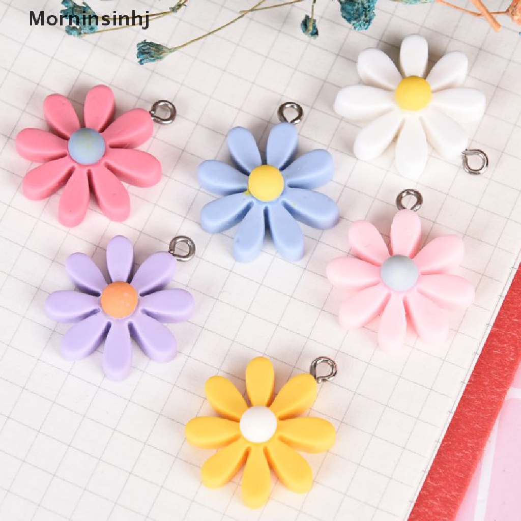 10pcs / Set Liontin Bunga Matahari Daisy Bahan Resin Untuk Membuat Perhiasan DIY