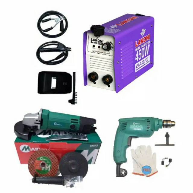 PAKET MESIN LAS LAKONI 450 W BASIC MESIN BOR GERINDA MAILTANK