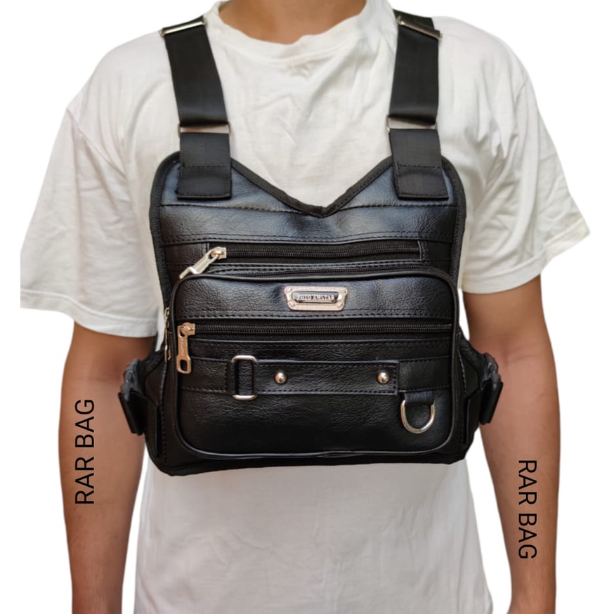 Chest Rig Bag Tas Dada Kulit PU Leather Polo Amstar Chest Bag  Tas Rompi Tactical Tas Selempang Dada