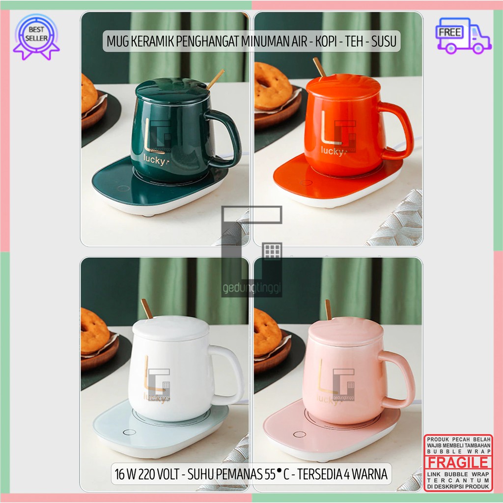 Mug Cangkir Gelas Listrik Pamanas Penghangat Minuman Kopi Susu Cup Coffee Warmer Elektrick Keramik