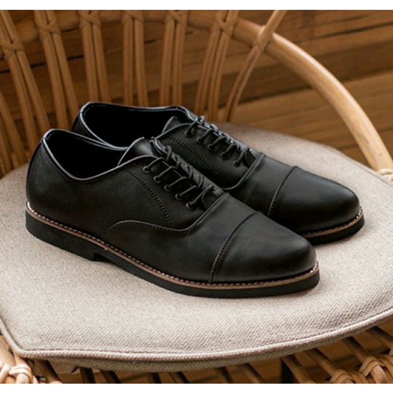 OXPORD Big Size 44-48 / Pantofel Kerja Kantoran Ukuran JUMBO / Sepatu Formal Size Besar Kulit Hitam ORI, 48