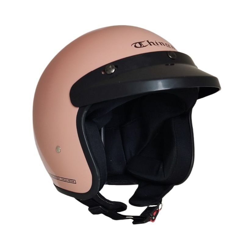 Helm Bogo Retro Dewasa Polos PET Full Leher SNI Bisa Untuk Cewek Cowok Kekinian-TNS Coral Glossy