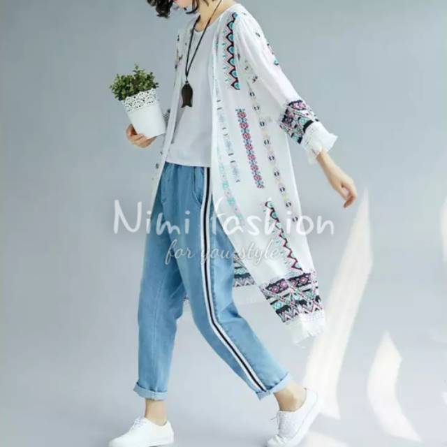 CARDIGAN BOHEMIAN PANJANG / CARDIGAN FRINGE WANITA / OUTERS / CARDIGAN ETNIK PANJANG / READY STOCK