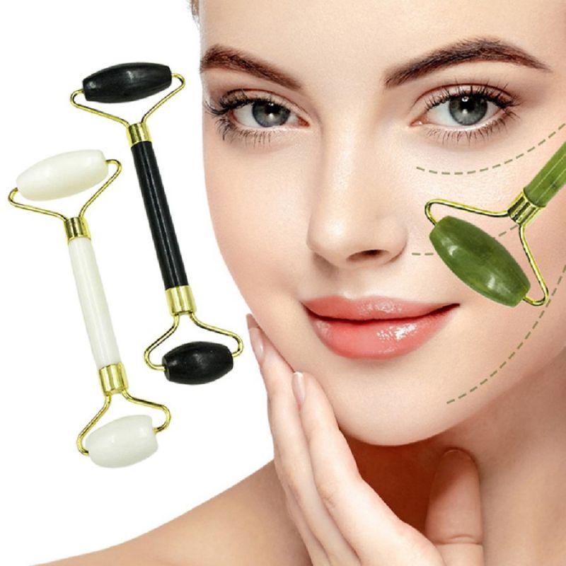 Roller Jade Guasha Gua Sha Alat Pijat Wajah Muka Facial Roller Ganda