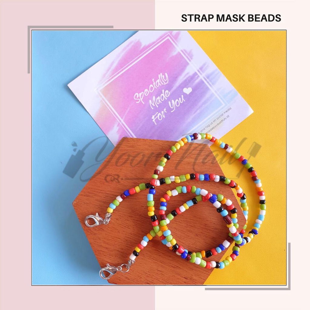 Strap masker beads strap mask manik custom nama tali rantai pengait masker