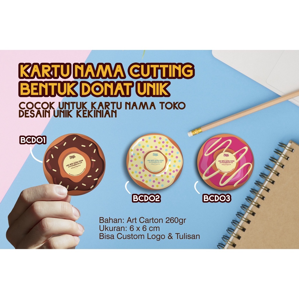 

Kartu Nama Toko (Business Card) Cutting Bentuk Donat Lucu, Unik