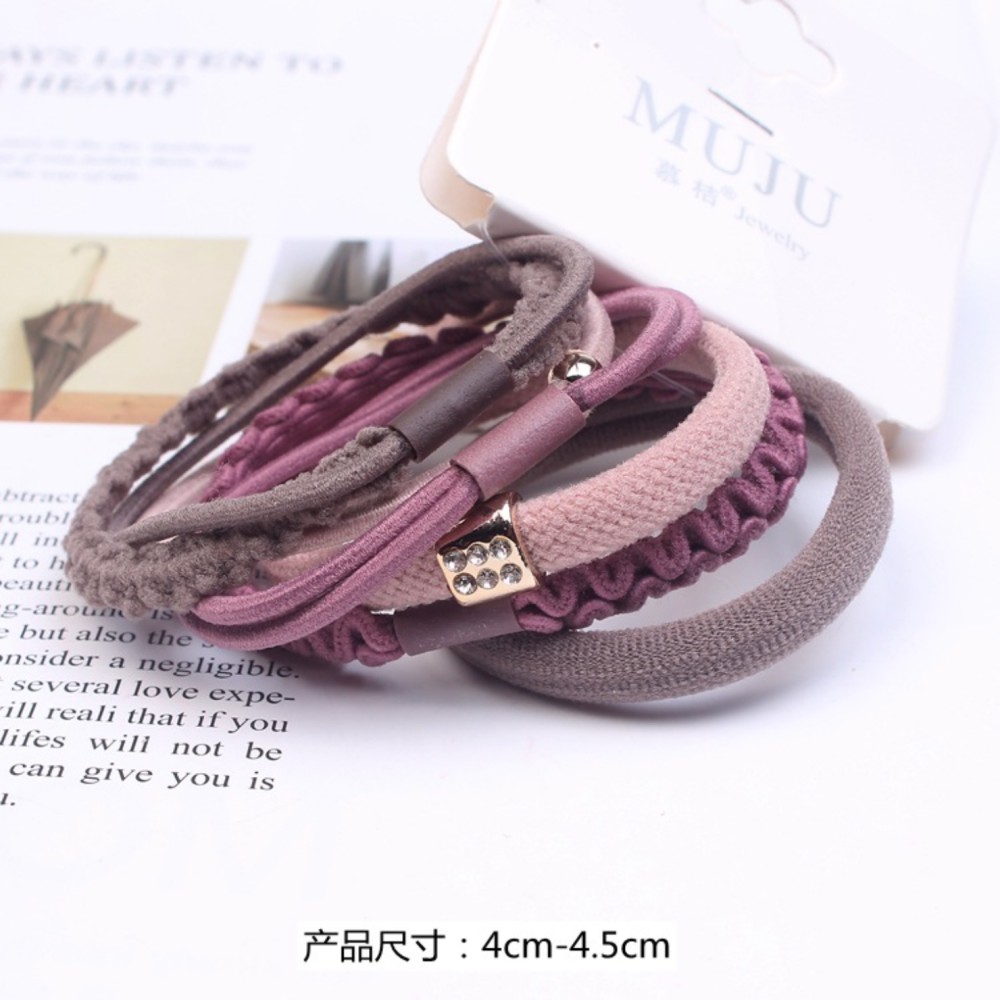 MURMURE.ID | IKAT KARET RAMBUT KOREA MIX PATTERN SET 6 PCS IKAT RAMBUT MUJU HA050-3