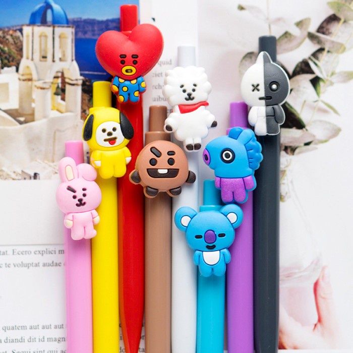 

Pulpen Bolpoin Pena Mekanik Cetek Karakter Lucu Bt21 Boneka Bts