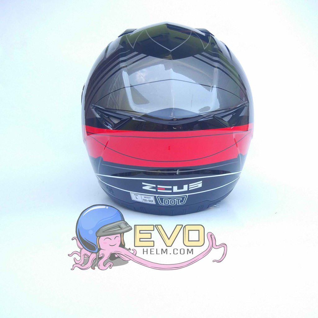 HELM ZEUS FULL FACE ZS-811 BLACK J 20 RED - FREE SMOKE VISOR  ORIGINAL ( ONGKIR 2KG )