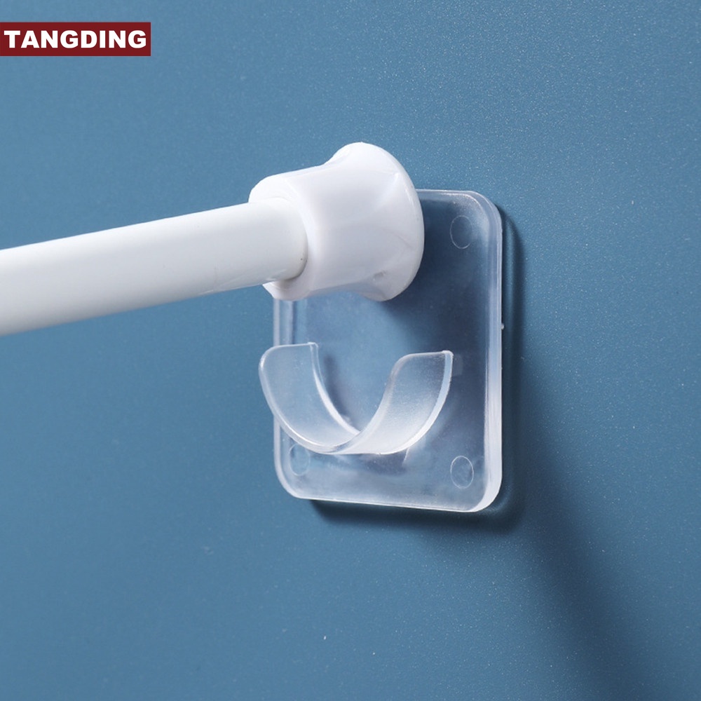 【COD Tangding】2pcs/set Self-adhesive Curtain Rod Holder Wall Hook Telescopic Rod Holder Support Rod Holder Shower Curtain Rod Sticker Holder