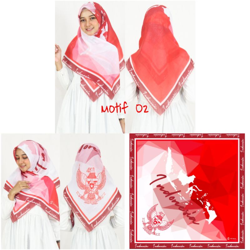 segiempat merah putih voal motif kemerdekaan, hijab kemerdekaan, segiempat garuda merah putih