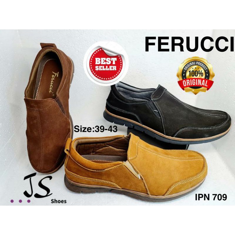 FERUCCI IPN 709 - SEPATU CASUAL KULIT BAHAN NOBUCK PRIA DEWASA ORIGINAL
