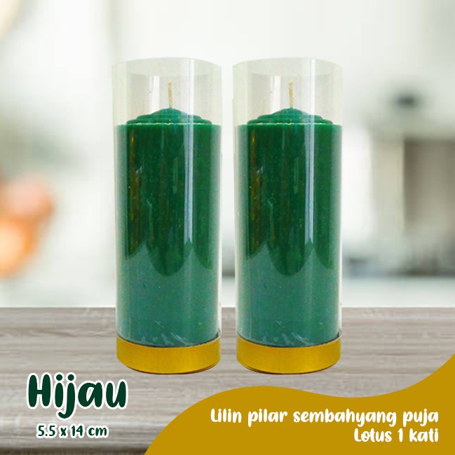 Lilin Lotus Hijau Serbaguna Pilar 1 Kati Sepasang