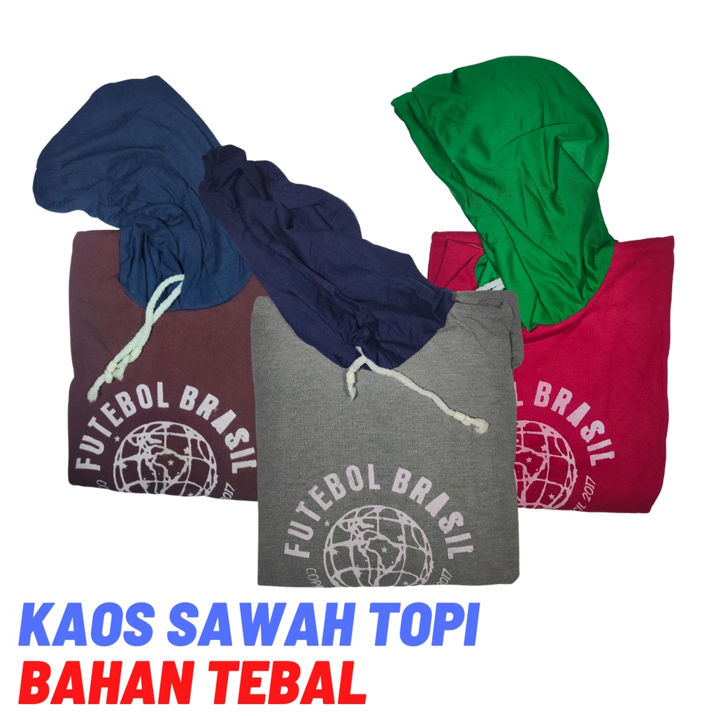 Kaos Pria Dewasa Lengan Panjang Kerah Topi Tudung Bertudung Cocok Untuk Tani Sawah Tukang Bangunan Proyek Kerja Lapangan Bahan Sisa Jaket Exspor Ekspor Expor Export Distro Kasual Harian Basahan Bertudung Ukuran Size L XL Keren 2021 Terlaris Cod