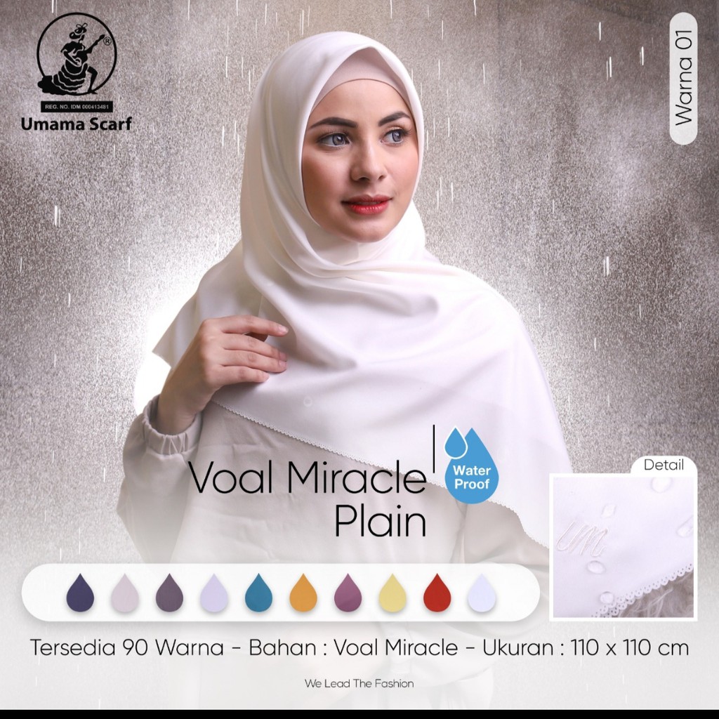 Hijab umama voal miracle plain new waterproof/ free ciput banana