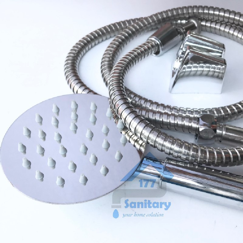 Hand Shower Stainless Set Bulat HS8-Handshower Stenlis Minimalis Semprotan Mandi Spray /B31