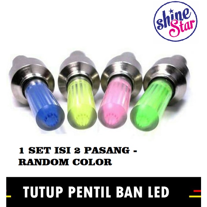 SHINE STAR - BISA COD (1 SET ISI 2 PCS ) Tutup Pentil Ban LED Sensor Gerak / Pentil Ban Motor Mobil Sepeda LED