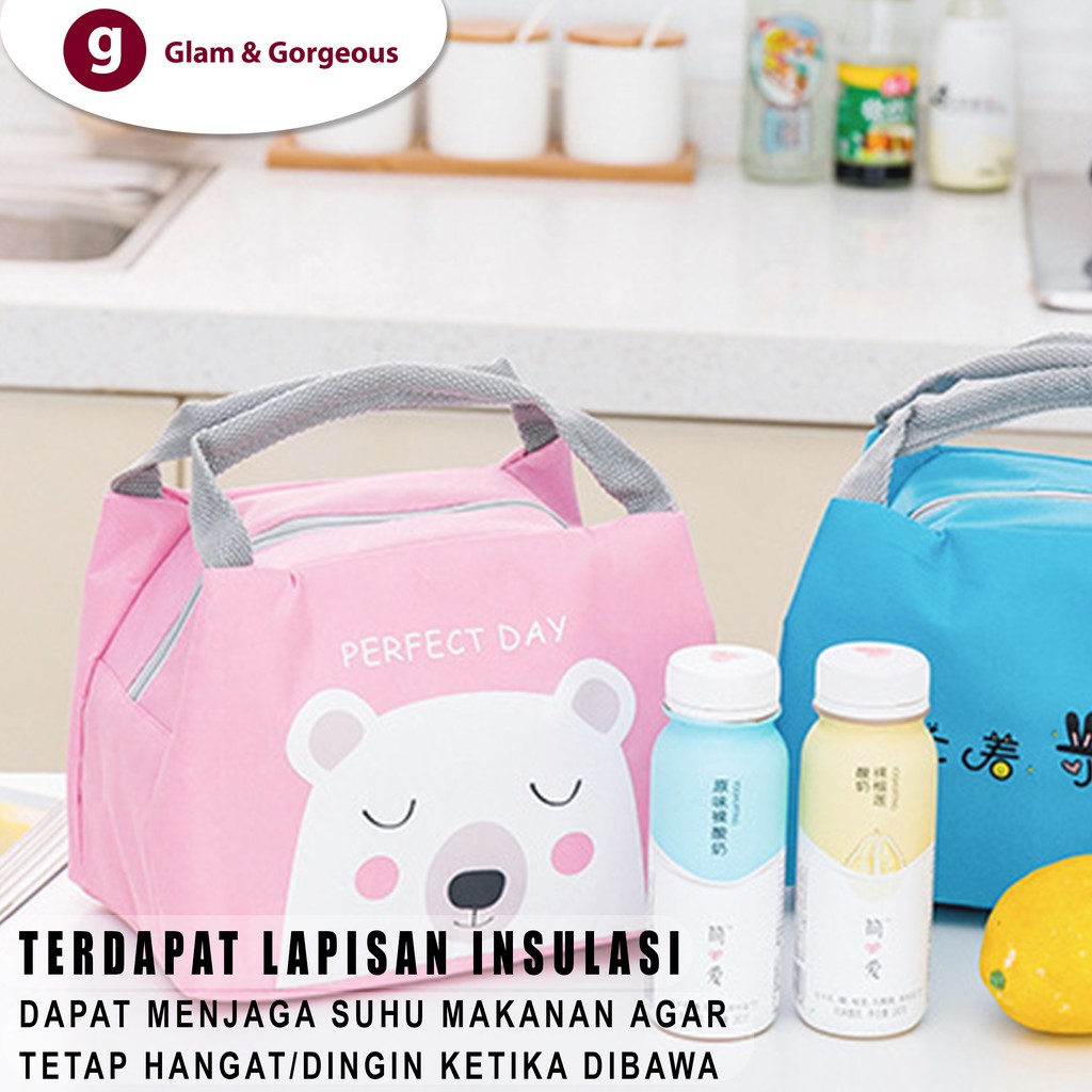 Tas Tempat Kotak Makan Bekal Lunch Box Anak Tahan Panas Motif Binatang TM015