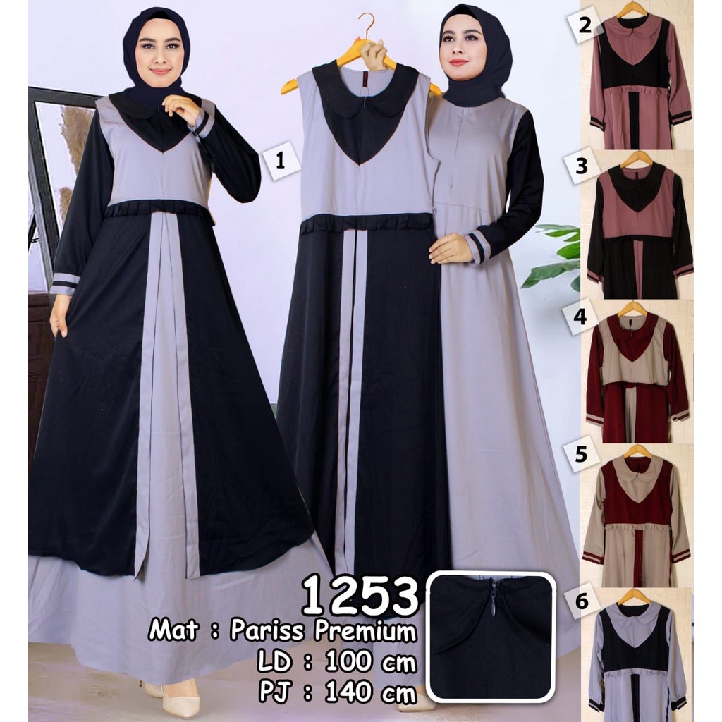 Gamis Rompi Paris 2in1/Fashion Wanita/Gamis Wanita/Dress wanita/Gamis Jumbo/Big Size/Maxy Casual/Baj