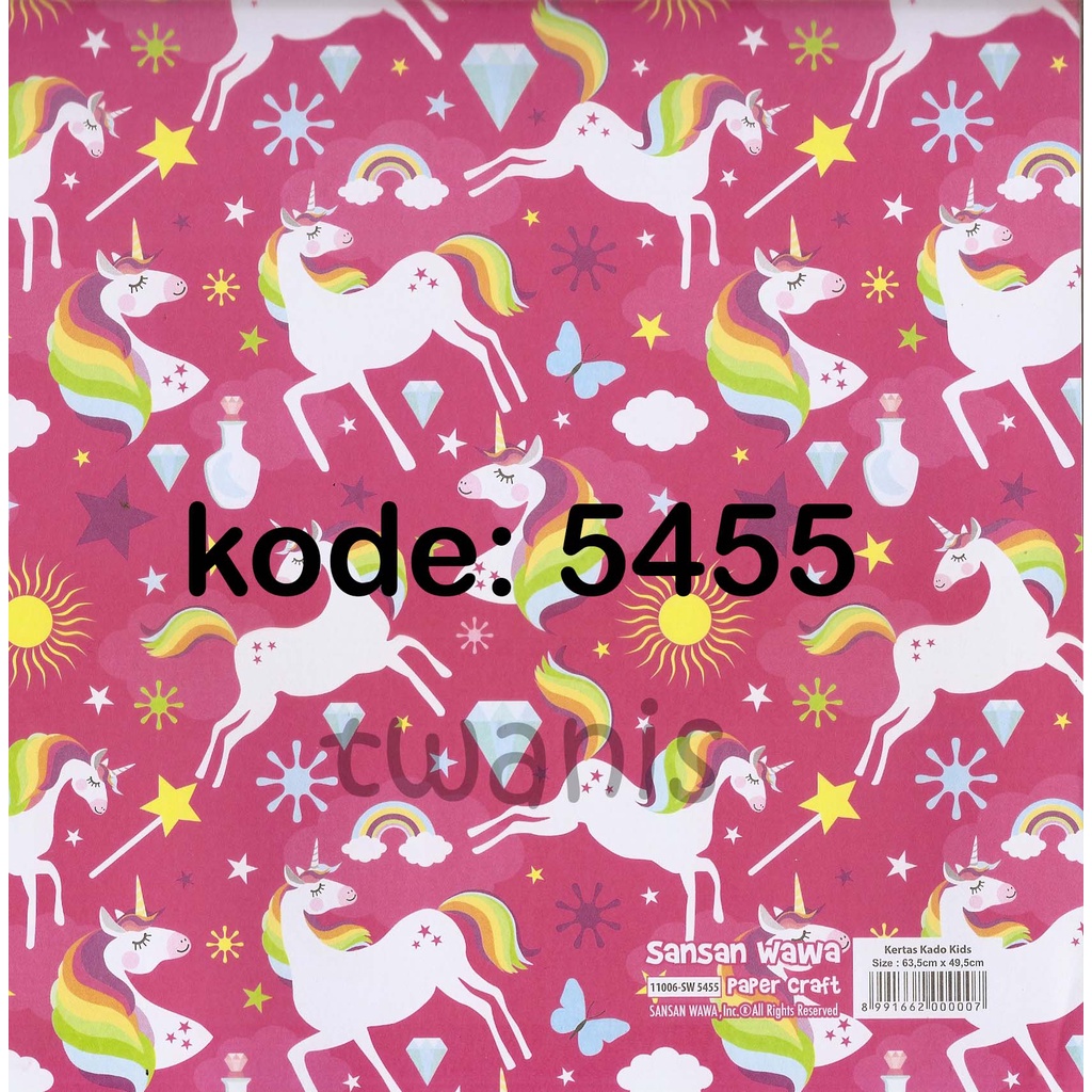 

KERTAS KADO SANWA BUNGKUS HADIAH UNICORN KODE 5455 ISI 25 LEMBAR BISA CAMPUR MOTIF LAIN