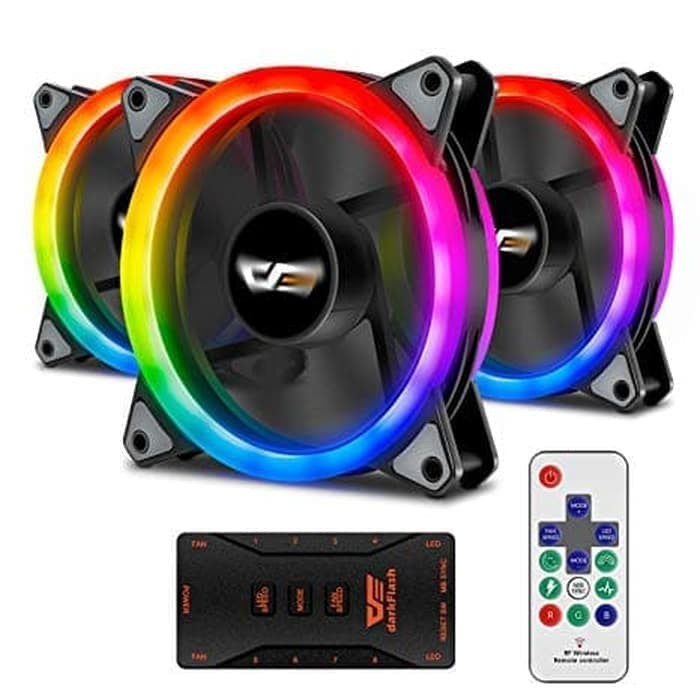 AIGO DR12 PRO 5in1 Double Ring Fan RGB - Five Pack With Controller