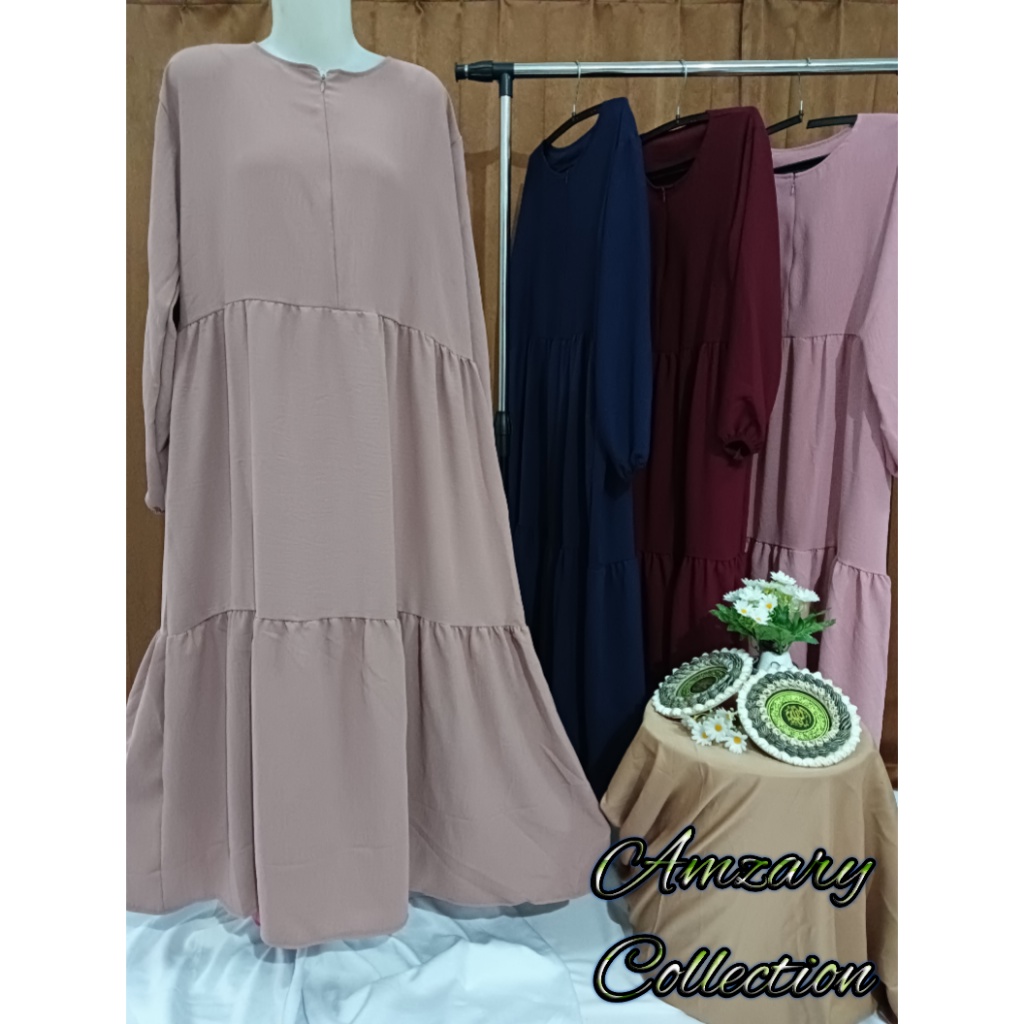 SANSO MIDI DRESS KRINGCLE AIRFLOW TERBARU / GAMIS SUSUN SERUT BAHAN KRINCLE