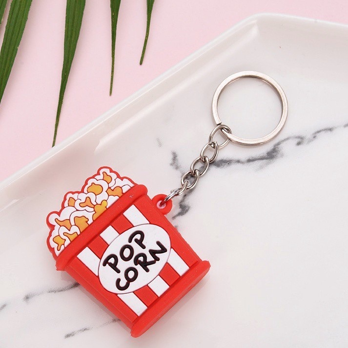 GANTUNGAN KUNCI TAS MOBIL MOTOR CHARACTER UNIK KEYCHAIN 3D MINI BAHAN PVC KARET LUCU GANCI KARAKTER BOBA FOOD CACTUS-POPCORN