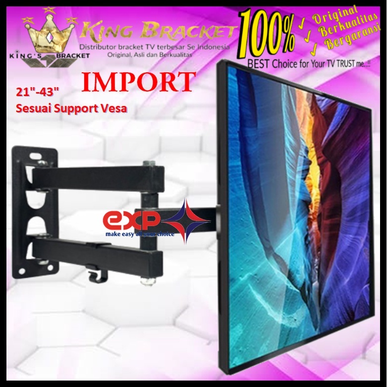 Bracket TV COOCAA 14 s/d 43 inch 6 ARAH FULL BESI SUPER KOKOH GARANSI 100% ORI