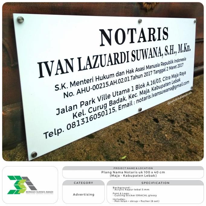 Promo Plang Nama Notaris Uk 100X40 Cm Papan Nama Akrilik Kantor Notaris Ppat