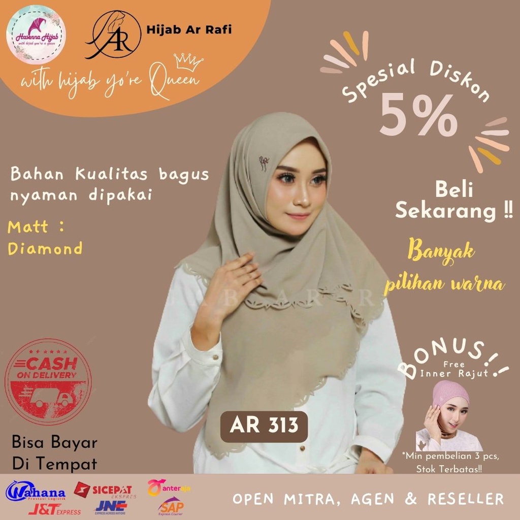 Kerudung Arrafi Hijab AR 313 Segi Empat Galeri Arrafi Hijab