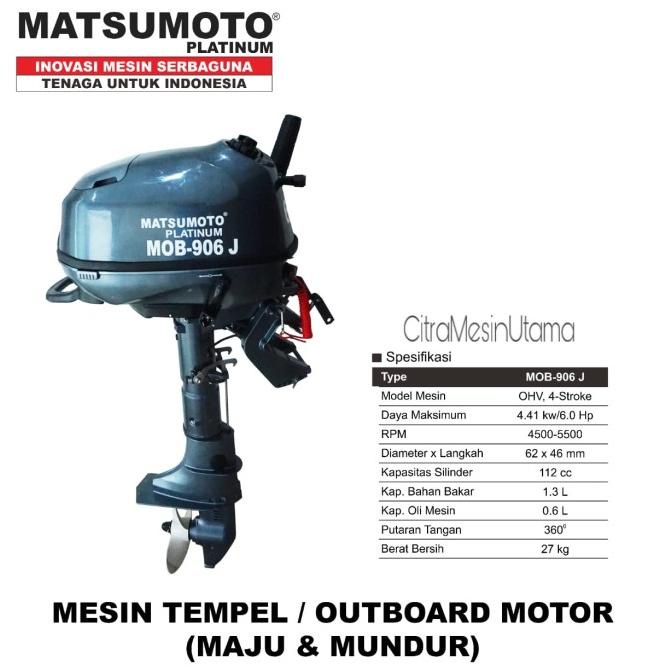 Mesin Tempel Outboard Matsumoto Mob 906J 4 Tak