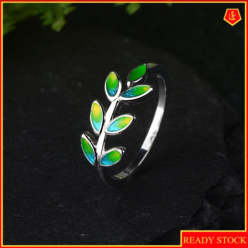 [Ready Stock]925 Silver Olive Branch Ring Female Simple Personality