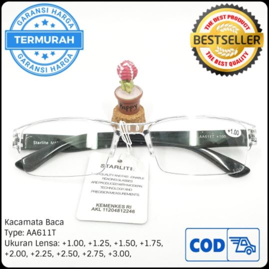 Kacamata Baca Plus (+) uk +0.50 s/d 4.00 Kacamata Plus Model Remless Tanpa Bingkai Kacamata Rabun Dekat Pria Wanita Unisex Reading Glasses