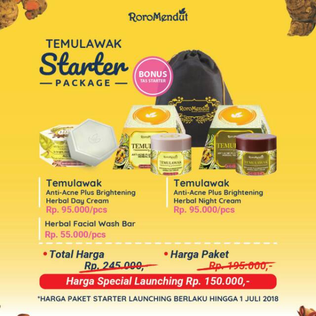 Roro Mendut - Starter Temulawak Roro Mendut/Krim Temulawak/Krim Temulawak Roro Mendut