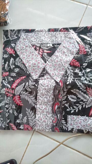 Kemeja Batik Fashion Motif Blarak Merah Lengan Pendek