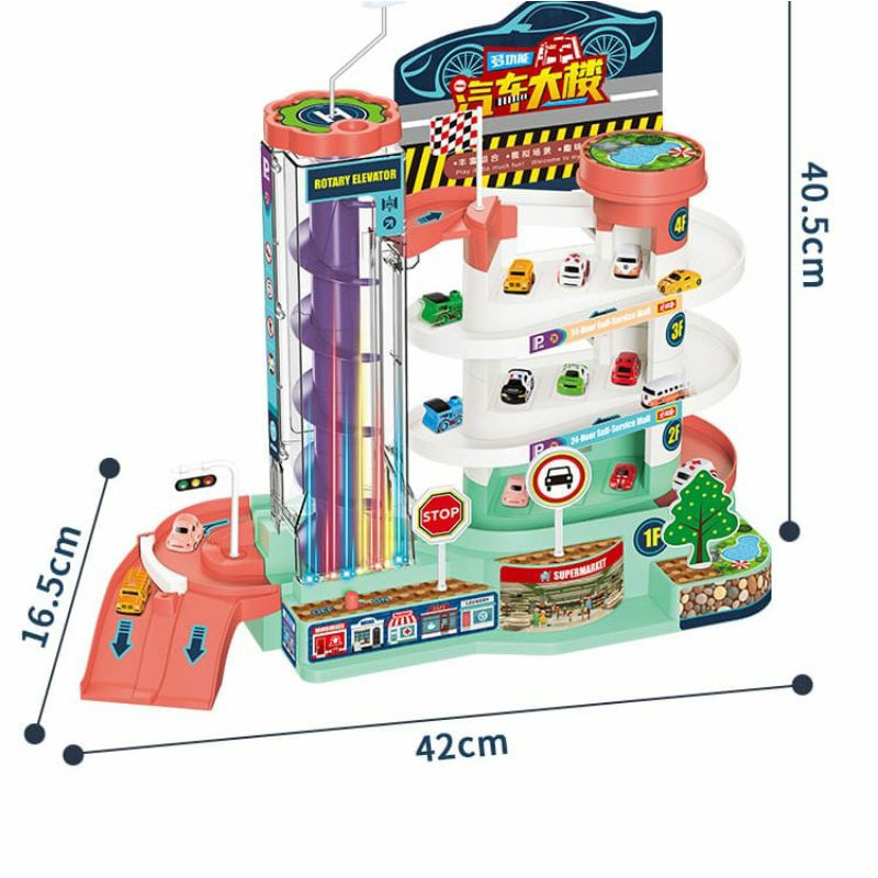 Tma / Mainan Simulasi Gedung Parkir Mobil  Dengan Lift / Simulation Parking Building With Elevator