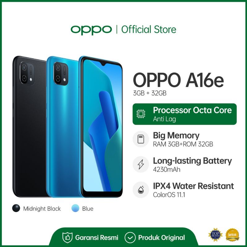 OPPO A33 | A16 A16e RAM 3/32 GB GARANSI RESMI OPPO INDONESIA