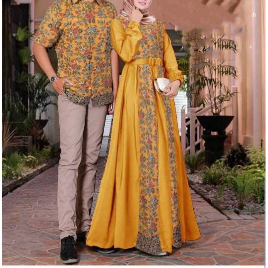 O오 ✤whiღ Ready lima warna baju couple batik samaan kemeja pria gamis busana muslim cewek maxi kapel