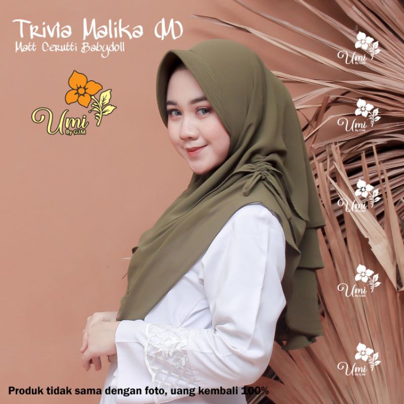 Jilbab Instan Cerutti Babydoll Trivia Malika || Jilbab Tiga Layer Cerutti Original GJM