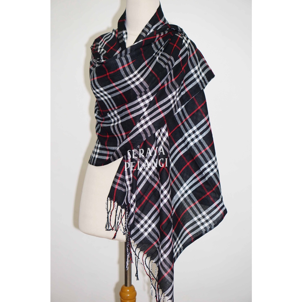 Pashmina Motif Kotak 07 | Plaid | Selendang | Scarf | Syal | Shawl | Pasmina | Souvenir | Hadiah Ulang Tahun | Birthday Gift | Aksesoris Fashion Wanita Pria | Import Quality | Grosir Murah