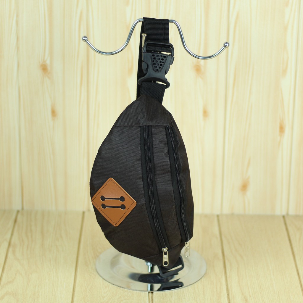 Simple Waist Bag Distro Coklat Tas Selempang Pria Wanita Keren Trendy Kekinian Awet Murah Meriah