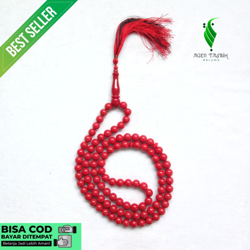 TASBIH BATU MARJAN CORAL MERAH ASLI KUALITAS SUPER ORIGINAL!!!