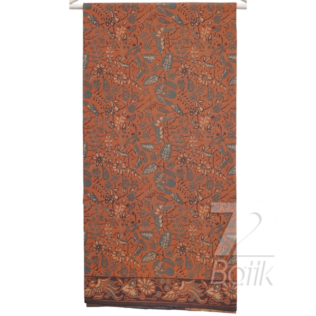 KAIN BATIK KATUN Premium Motif Kembang Setaman Warna Orange Oranye Oren 725586 Cap 72 Jarik Jarit Samping Kebat Panjang Batik Katun Modern Premium Bahan Seragam Batik Pernikahan Kantor Keluarga Murah Kamen Jadi Batik Bali Lembaran