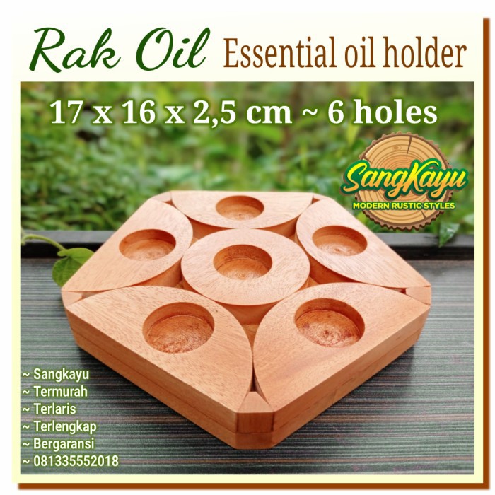 Rak oil kayu essential oil holder 17x16~ 6 slot rak essential oil kay